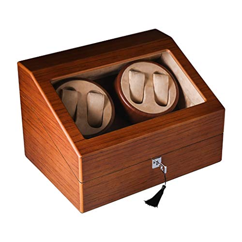 Watch Winder Caja automática de lujo de la caja de la devanadera del reloj de madera para 4 relojes + 6 estuche de almacenamiento, rotación automática de la exhibición del almacenamiento del reloj