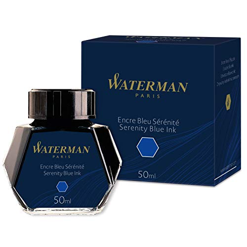 Waterman - Tinta para pluma estilográfica, azul serenidad, frasco de 50 ml