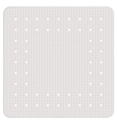Wenko Alfombrilla de ducha antideslizante Mirasol con ventosas, caucho natural, blanco, 54 x 54 x 0.1 cm
