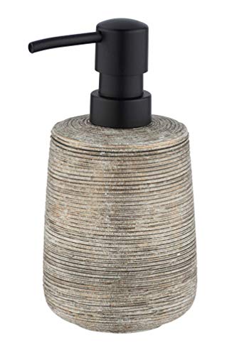 WENKO Dispensador de jabón Fedio - Dispensador de jabón líquido, dispensador de detergente Capacidad: 0.4 l, Cerámica, 8.5 x 17 x 8.5 cm, Oro