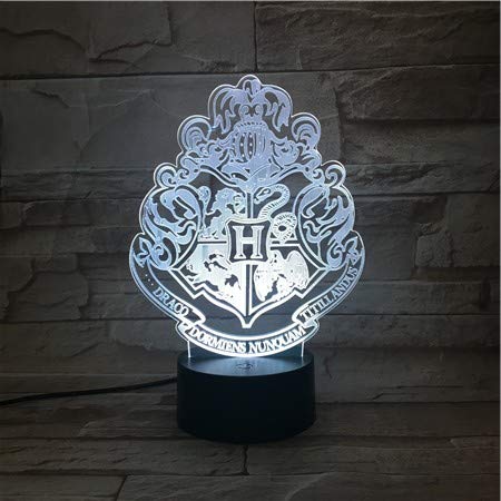 WoloShop Lampara LED Emblema Hogwarts Harry Potter Cambia Color USB Luz Nocturna
