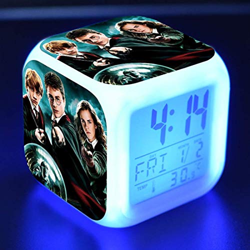 YAOUFBZ El Nuevo Despertador Digital de Harry Potter,Luces de Colores,Reloj Despertador de Estado de ánimo,Reloj Cuadrado Disponible,Carga USB Adecuada para niños y niñas,niños