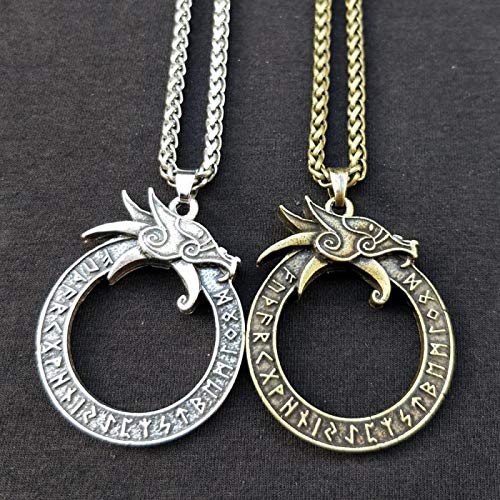 YioKpro 2 uds, Amuleto de runas rúnicas, Accesorios góticos, Collar gótico de dragón nórdico Ouroboros, joyería de talismán Vikingo