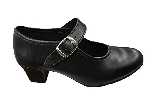 Zapatos Flamenca Para Niña y Mujer, Mod. 302, Calzado Made In Spain (32, Negro)