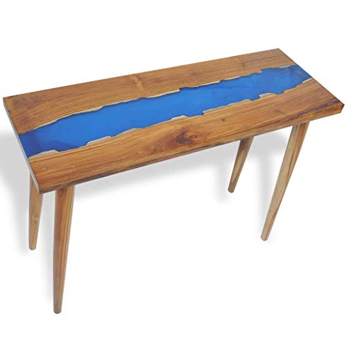 Zora Walter marrón y Azul Consola Mesa Teca Resina wohnzim Merm?Bel – Mesas auxiliares (sofá Mesa Escritorio with Size: 100 x 35 x 75 cm