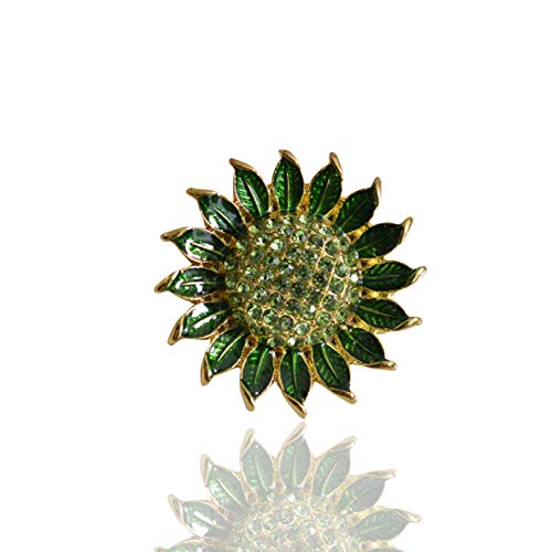 ZorYer Broches Broche Vintage Broches para Mujer Broches de Hojas Verdes Doradas Broches de Flores de Diamantes de imitación Broche 3.1X3.1CM-A