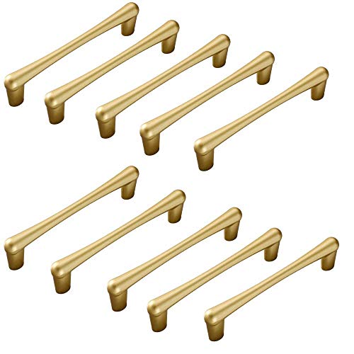 10 tiradores de muebles dorados – Barra de puerta para puertas en T para muebles de cocina (distancia de agujero 128 mm)