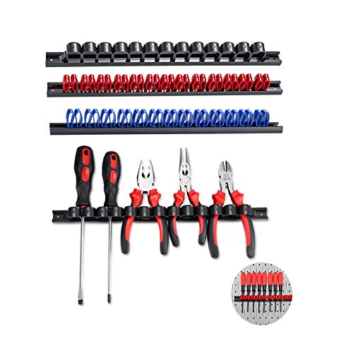 3-H Soporte para herramientas, portaherramientas para destornilladores y llaves, juego de pasadores de 4 piezas Parat(2 negros 1 azul 1 rojos)