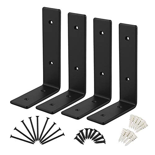 4 soportes rústicos resistentes y soportes de metal montado en la pared estante flotante con tornillos para decoración del hogar organizador de almacenamiento (4 piezas/juego)