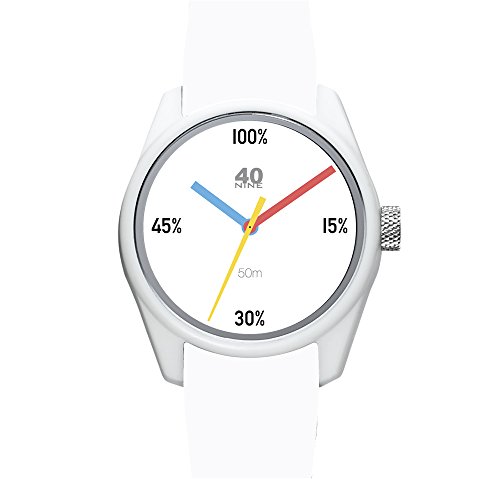 40 Eclectic de los Nueve de Hombre de Cuarzo Casual Reloj (plástico y Silicona, Color: Blanco (Modelo: 40 N4.6 W)