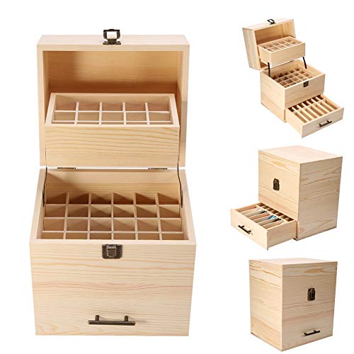 59 Slots Aceite esencial Caja de almacenamiento de madera Caja de aceite Organizador Contenedor Aromaterapia para llevar y almacenamiento en el hogar Pantalla