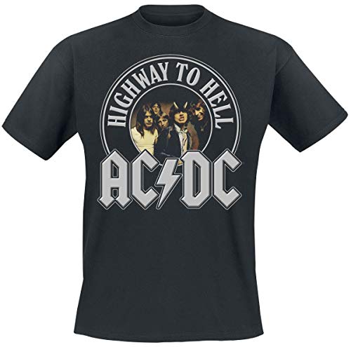 AC/DC Highway To Hell Hombre Camiseta Negro S, 100% algodón, Regular