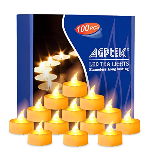 AGPtek Lot 100 Velas de LED Decorativas Operadas por Pila Sin Fuego Velas Eléctricas para Bodas Fiestas Decoración