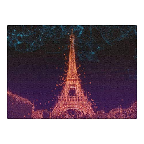 ANGELA G Wooden Jigsaw Puzzle for Adults 500 Piece Eiffel in Night Jigsaw Puzzle, Premium Jigsaw Puzzle, Softclick Technology Means Pieces Fit Together Perfectly