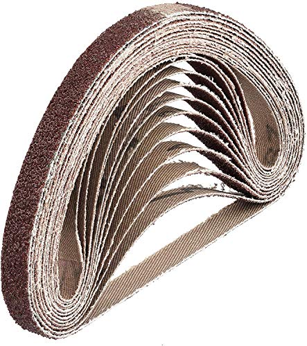 Bandas de lija de tejido (48 unidades, 10 x 330 mm, 8 unidades de grano 40/60/80/120/180/240, compatibles con limas de cinta, papel de lija, paquete mixto)