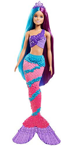 Barbie Dreamtopia Muñeca sirena con pelo de colores, accesorios y peine de juguete (Mattel GTF39)