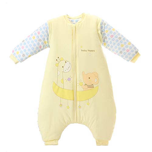 Bebé Saco de Dormir Invierno para Niños Niñas Manga larga Algodón Pijama Mamelucos Mono Traje de dormir 4-5 años,amarillo
