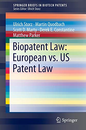 Biopatent Law: European vs. US Patent Law: European vs. US Patent Law (Springer Briefs in Biotech Patents)