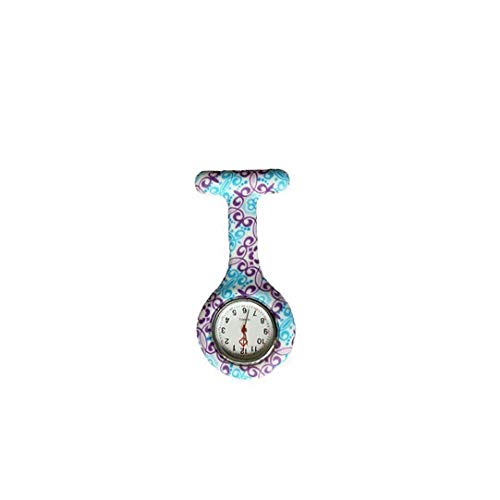 Broche floral de las mujeres de bolsillo duradero reloj analógico reloj reloj de cuarzo de silicona Clip de bolsillo Fob Recuerdos reloj de la enfermera
