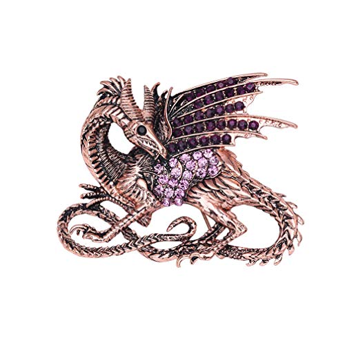 Broche retro con incrustaciones de diamantes de imitación con diseño de dragón de la serie Ocean