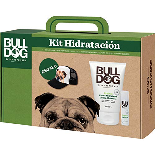 Bulldog Cuidado Facial para Hombres - Kit Hidratación de Cara y Labios, Incluye Crema Hidratante Original 100 ml + Bálsamo Labial 4 g + Gorra de Regalo