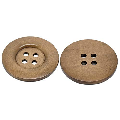 Button 10PCs Coffee 4 Contiene grandes botones de costura de madera for los botones del suéter de abrigo decorativos de la ropa de 5 cm de diámetro Accesorios de costura solid ( Color : Dark brown )
