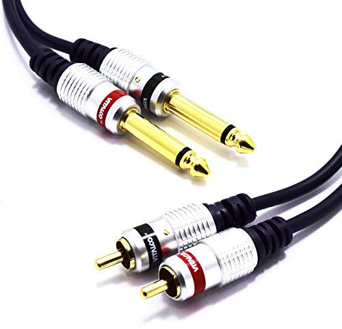 Cable 2 x RCA Macho a 2 x Jack 6,35 mm 1/4 Pulgadas Mono 1,5 m VITALCO Audio OFC 2RCA Phono Cables MK50P 1,5 m