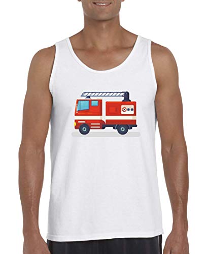 Camiseta de tirantes para hombre y hombre, diseño de camión de bomberos Blanco M