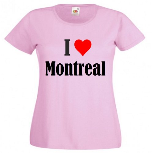 Camiseta I Love Montreal para mujer, hombre y niños en los colores negro, blanco y rosa. rosa S