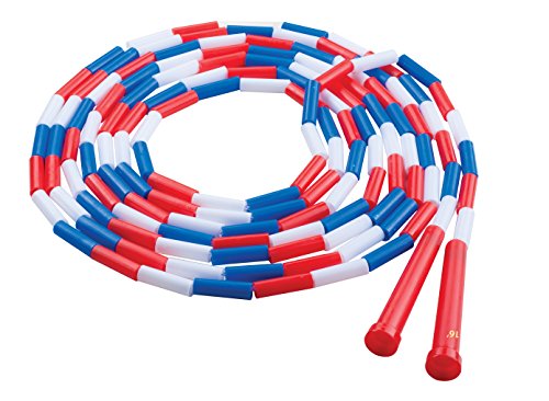 Champion Sports Cuerda de saltar segmentada de plástico PR16 para equipos y equipos de oficina, 40,6 cm, rojo/blanco/azul, 40,6 cm