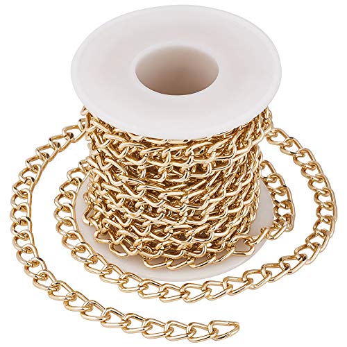Cheriswelry. Cadena de eslabones de aluminio sin soldar, con carrete de 10 x 6,5 mm, para hacer joyas de collares, 16,4 pies/rollo