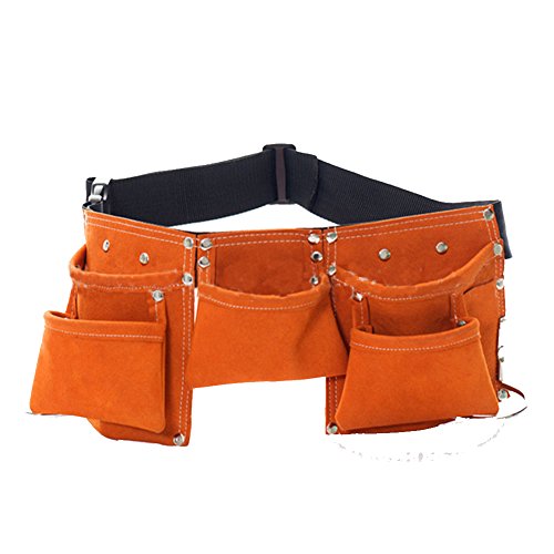 Cinturón de herramientas de cuero multiusos para niños, bolsa de herramientas ajustable para niños, delantal para disfraces de vestir (naranja)