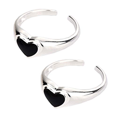 Crying Face Rings for Women, 2PCS Crying Face Heart Rings Women Vintage Adjustable Rings Band Kit, Fashion Jewelry, Girls Womens Jewellery Gifts (Love 2PCS)