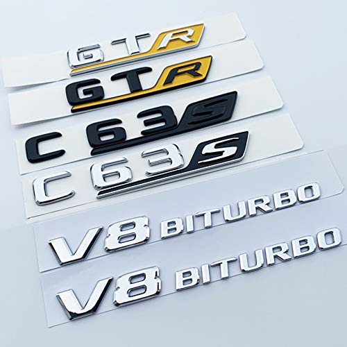 Dmwfaker para Mercedes Benz AMG GTR C63S E63S GLC63S GLE63S, Long RS Badge Letter Emblem Emblem Trunk Sticker Negro Rojo Plata