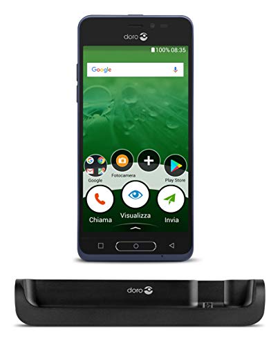 Doro PHONE EASY 8035 - Smartphone de 5" (Qualcom MSM 8909 1.3 Ghz, memoria 16 GB ampliable hasta NanoSD de 32 GB, cámara de 5 MP, Android 7.1) color azul