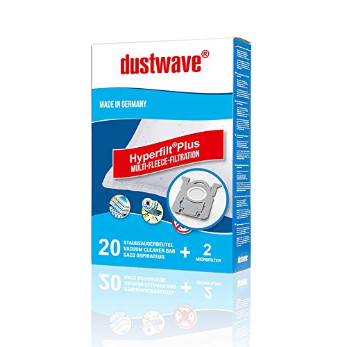 dustwave® - 20 bolsas de aspiradora premium para AEG - AE 305SC Ergo Space/fieltro extragrueso para alérgicos - Marca MicrofiltPlus® fabricado en Alemania + 2 microfiltros