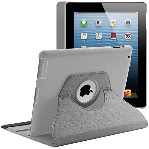 ebestStar - Funda Compatible con iPad 4 3 2 Carcasa Cuero PU, Giratoria 360 Grados, Función de Soporte, Gris [Aparato: 241.2 x 185.7 x 9.4mm, 9.7'']