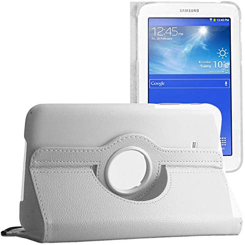 ebestStar - Funda Compatible con Samsung Galaxy Tab 3 Lite 7.0 SM-T110, VE SM-T113 Carcasa Cuero PU, Giratoria 360 Grados, Función de Soporte, Blanco [Aparato: 193.4 x 116.4 x 9.7mm, 7.0'']