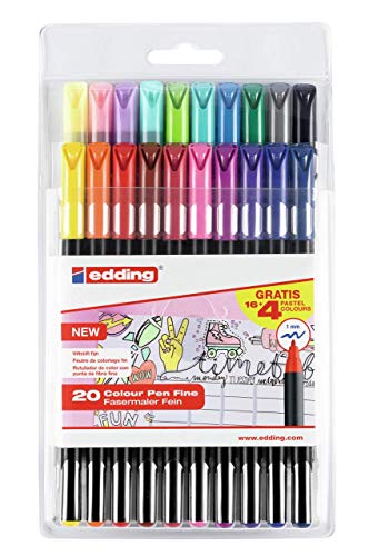 Edding - E1200-20-Bts Pack con 16+4 Rotuladores, 1200, Colores 1-12, 14, 17, 19, 20, 58, 83, 87, 88
