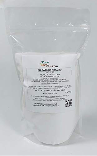 FERTILIZANTE Sulfato Potásico K2SO4. Envase de 5 Kilos. Abono hidrosoluble para riego por Goteo. Idoneo para Plantas de Suelos salinos, Utilizado Tambien para Plantas de acuarios.