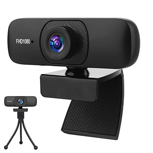 Full HD 1080P Webcam Con Micrófono Para PC, Cámara Web Con Cubierta de Privacidad y Trípode, USB Plug Play Cámara Webcam Ordenador para Videollamadas, Estudio, Conferencia, Juego