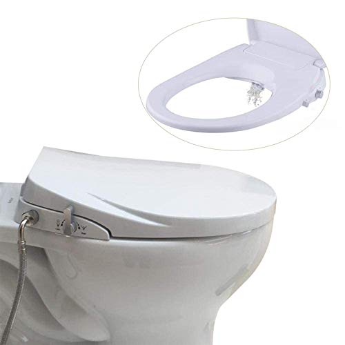 Hibbent Bidet Toilet Seats Non-Electric with Separated Self Cleaning Function - Dual Nozzles Hygienic Washing for Rear & Feminine Cleaning-ON/OFF Metal T Adapter Inclued(Round/Standard - SC208EU)