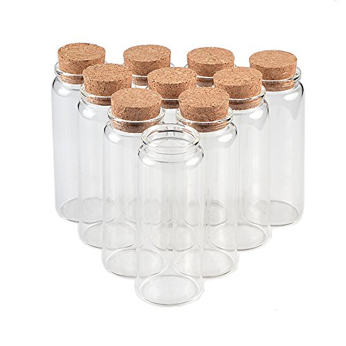 Jarvials - 24 botellas de cristal transparente con tapón de corcho, capacidad 150 ml, diámetro exterior 47 mm (24, 150 ml)