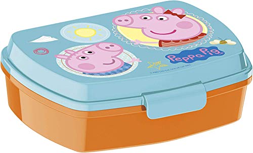 Javoli Fiambrera Peppa Pig con diseño de Peppa Pig – ideal para la pausa en la guardería y preescolar – Fiambrera con práctico cierre de clip