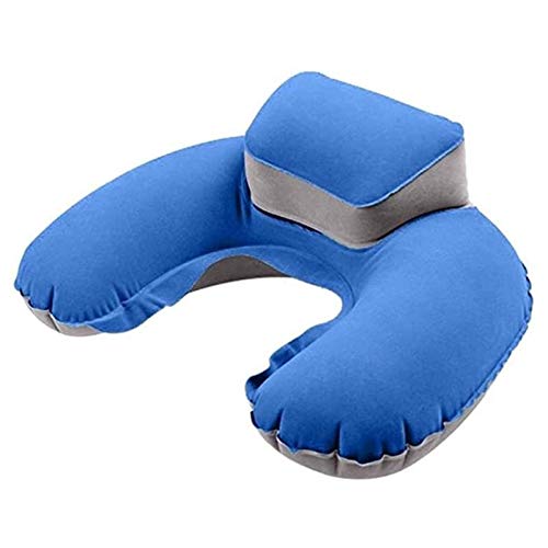 JONJUMP Almohada de flocado inflable de la forma de U almohada de aire durable cabeza cuello cojín para viajes camping al aire libre