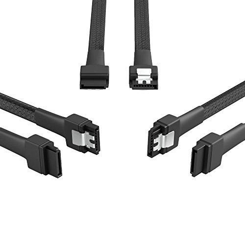 KabelDirekt – 3 Cables SATA-3 de 6Gb/s – 30cm, Recto (Cable de Datos, 6Gbit/s, SATA III/Serial ATA, Serial, Conector L, Juego de 3 Cables, Conecta Discos Duros/SSD/Unidades con la Placa Base, Negro)