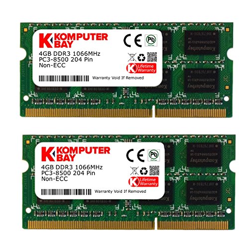 Komputerbay KB_8GB_2X4GB_DDR3_SO1066_2 - Módulos de memoria 8GB (2x 4GB) SODIMM DDR3 (204 Pines) 1066Mhz PC3 8500 para Apple 8 GB