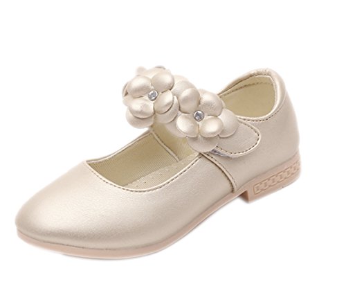 La Vogue Zapatos Princesa de Niña Flor para Boda Cumpleaños Dorado Color 36 Longitud de Pie 22CM