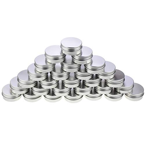 Latas redondas de aluminio de 28 piezas Tornillo Tapa Latas de metal Frascos Contenedores deslizantes deslizantes (1 oz / 30 ml)