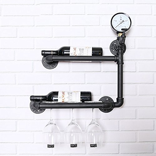 Ldwxxx Botellero estilo tubo de agua de hierro forjado para colgar en la pared, estante de vino/marco decorativo para restaurante